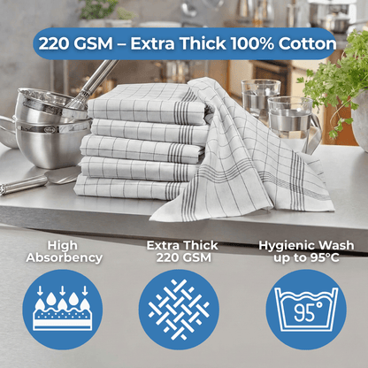 Magicwipe® Premium Cotton Tea Towels – Extra Thick 220 GSM