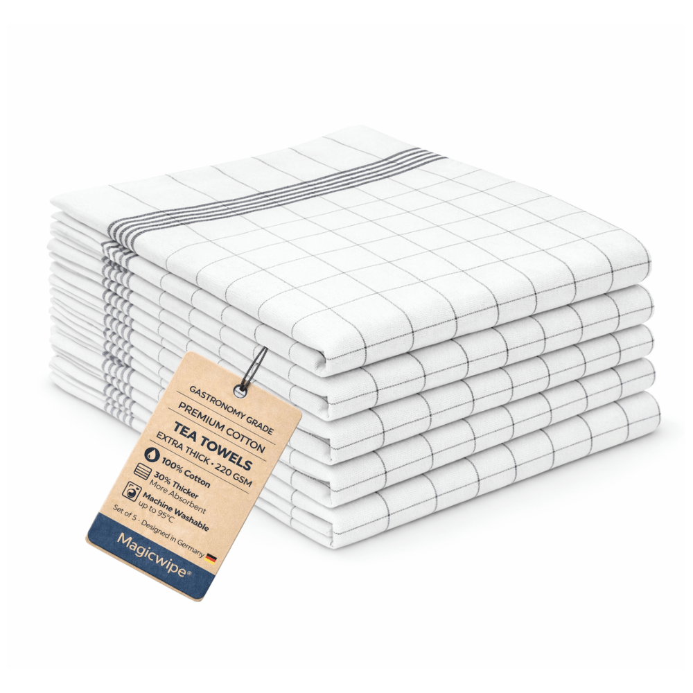 Magicwipe® Premium Cotton Tea Towels – Extra Thick 220 GSM